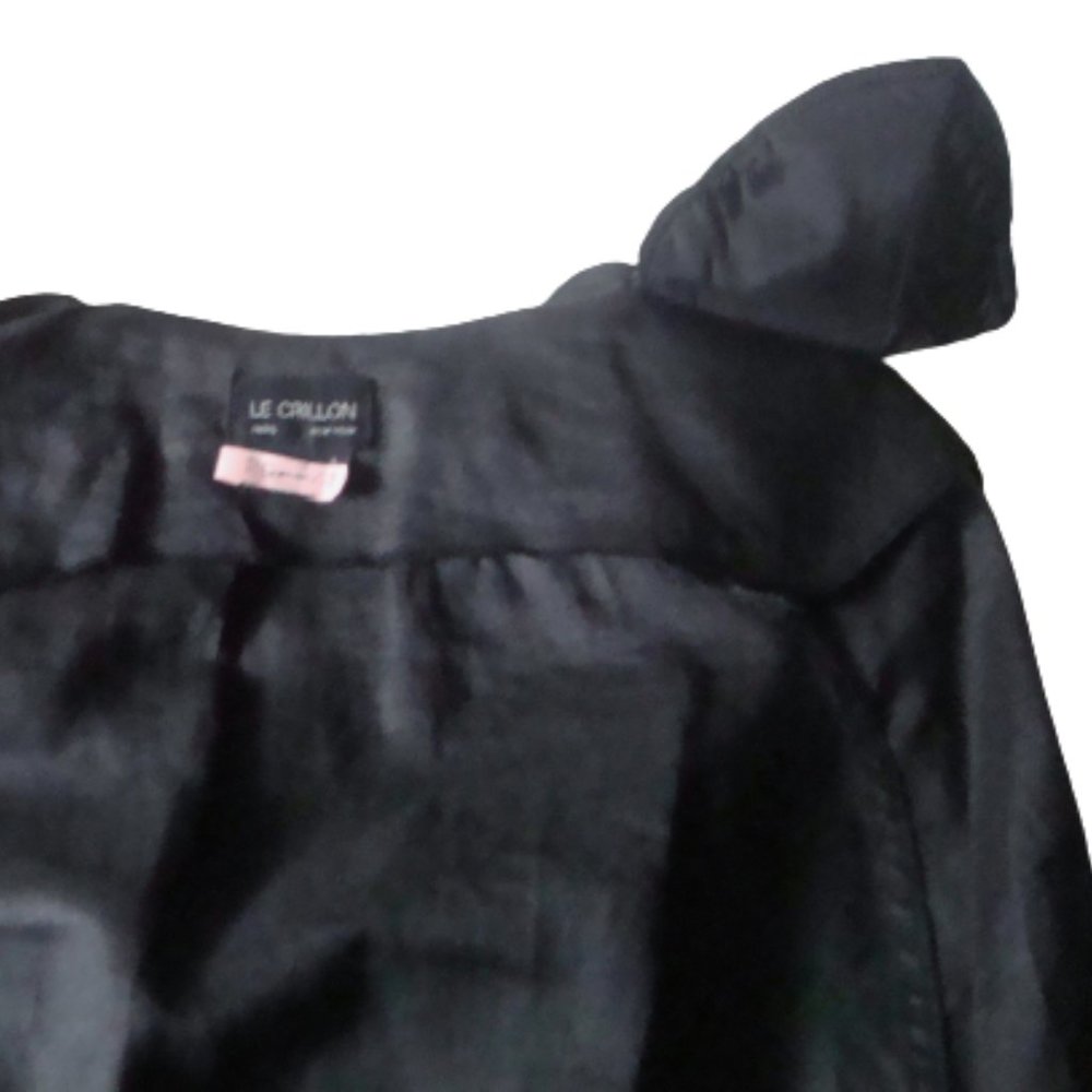 80s Structured Sailor Crisp Black Linen Balloon Sleeve Top - Picture 10 of 16